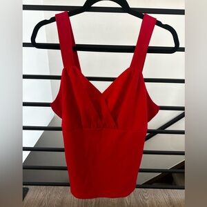 Belle Poque Red V-Neck Sleeveless Women’s Sleeveless Top Large Pinup Rockabilly